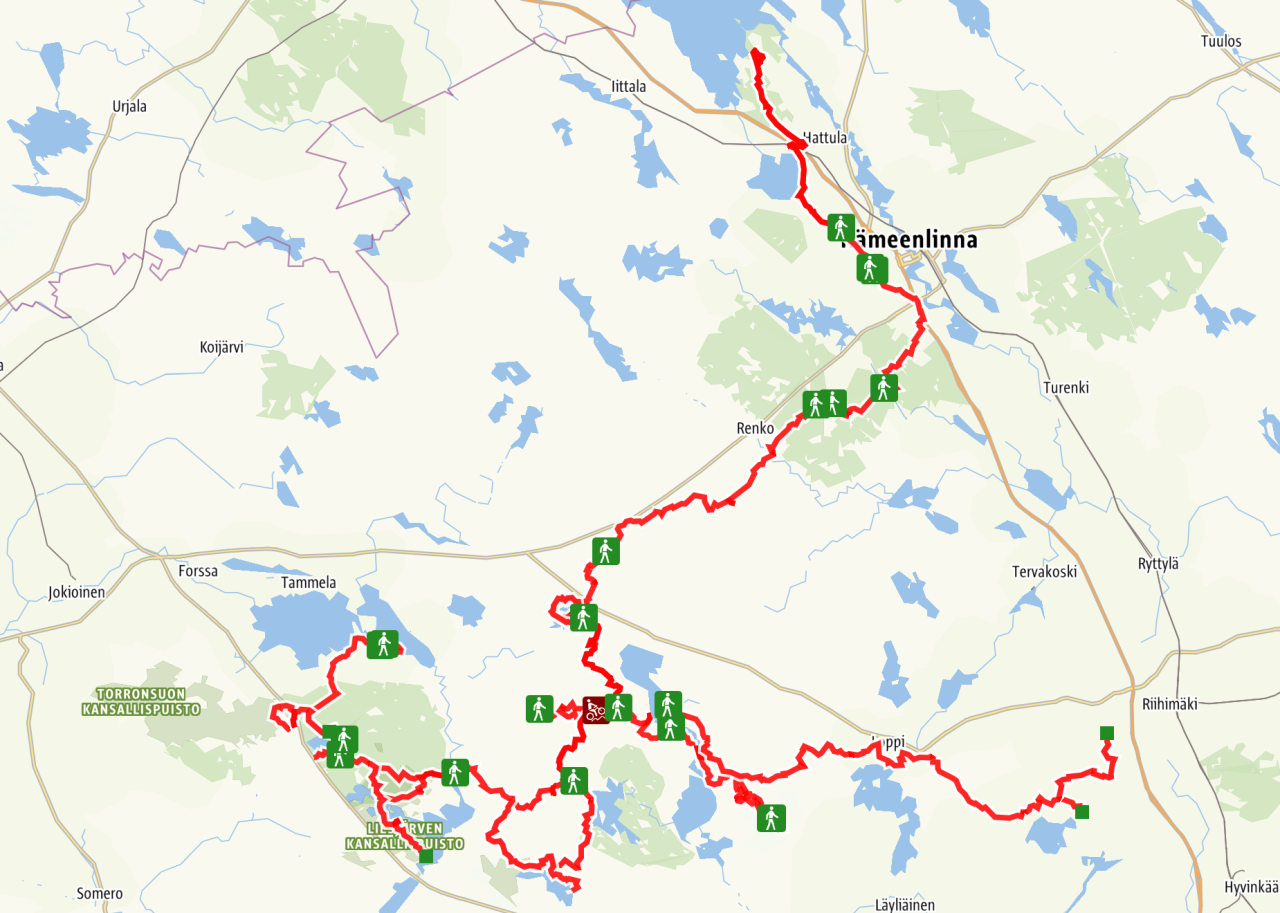 Kartta Hämeen Ilvesreitistä