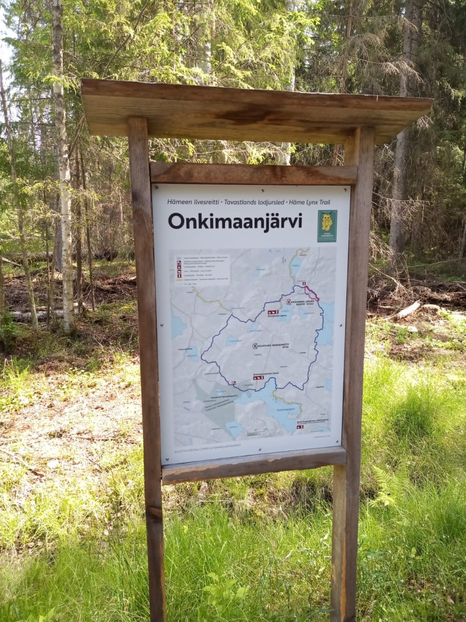 Onkimaanjärven kartalta löytyy Kivijärven kierroksen reitti.