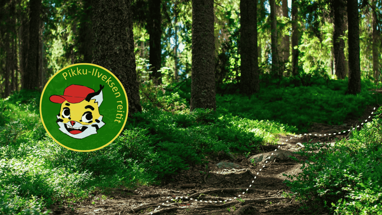 Metsöpolku ja Pikku-Ilvesreitin logo.