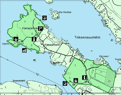 Kartta Vanajanniemen alueesta